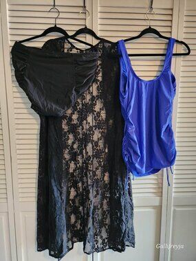 Kon Sol, Torrid, Aqua Green - tankini, lace cover up, and bottoms bundle